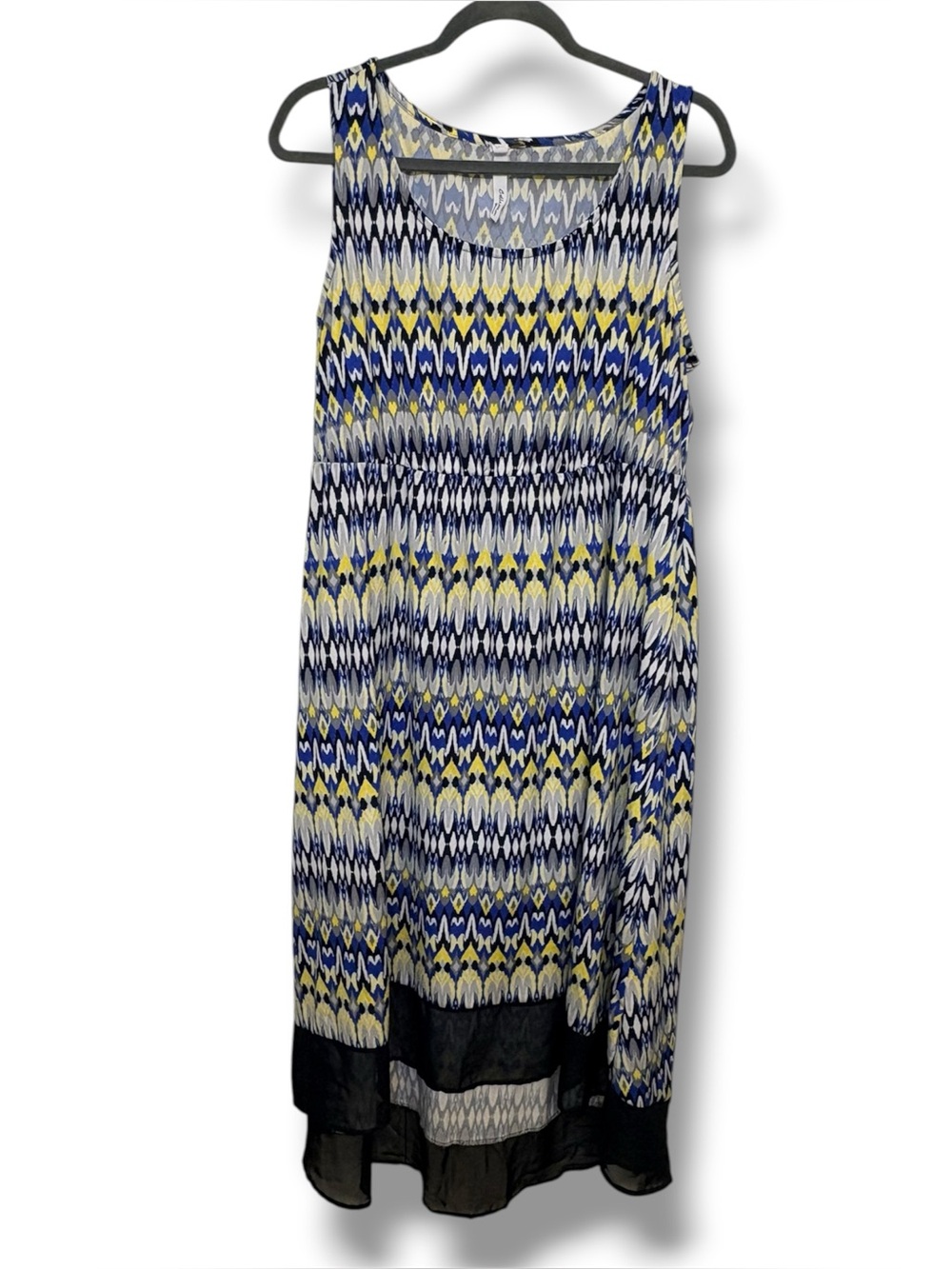 NY Collection Batik Maxi Dress 2X Hi-Lo Sleeveless Boho Chic